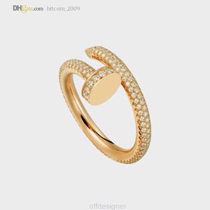 Designer Nail Ring Lovers Classic Diamond Pave Gold Band Rings smycken Titanium Steel Gold-Plated Never Fade Not Allergic; Store/21788277 S -pläterad