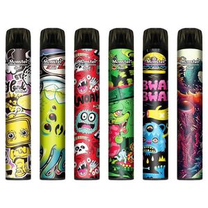 Monster Dual Flavs Switch 2 w 1 2000 zaciągnięć E Dostęp papierosy Vape Pen Pen Strains Stick 6.0 ml Wkłady 550 mAh Bateria elektroniczne papierosy Vapes