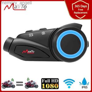 Walkie Talkie Maxto M3 Motorcycle BluetoothヘルメットヘッドセットインターコムWifiビデオレコーダーユニバーサルペアリングインターホンDVR HKD230926