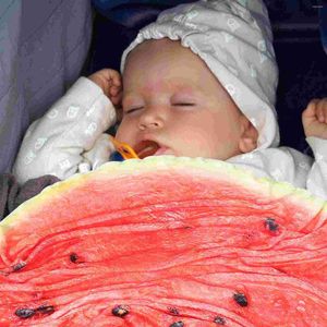 Blankets Baby Swaddle Hat Watermelon Printing Wraps Flannel Receiving Infant Floral Born Child