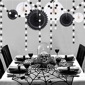 Decorazione per feste Nero Bianco Auto da corsa Compleanno Bomboniere Decorazioni per Halloween Decor Appeso Pom Fan Ghirlanda