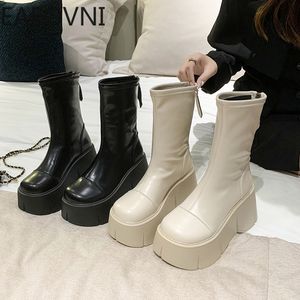 Boots Punk Boots For Women Fashion Back Zippers Short Boots Female High Platform Thick Bottom Ladies Elegant Ankle Boots 230925