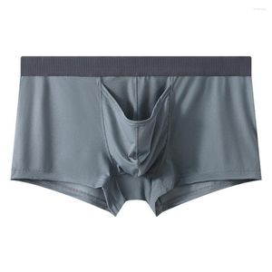 Underbyxor sexig is silke separat öppen kulpåse andas Comfort Men's glansiga trosor Boxer shorts och underkläder man