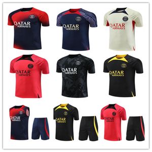 23 24 24 MBAPPE SOCCER Jerseys Vest Tracksuit 2023 2024 Ps G Di Maria Wijnaldum Sergio Ramos Hakimi Maillots de Adults Football Kit Shirt Treeve Short Tange