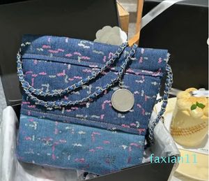 Bolsa de ombro marca francesa clássico denim lantejoulas crossbody moda confortável mini mulheres luxo moeda ouro metal corrente sacos moda versátil