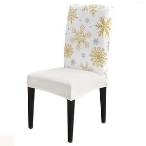 Chair Covers Christmas Snowflake Texture 4/6/8PCS Spandex Elastic Case For Wedding El Banquet Dining Room