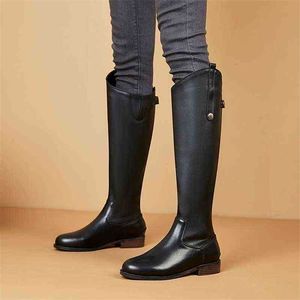 HBP Boot Knight Cool Shoe Women Rider Horse Zip Riding Soft Leather Knee High Autumn Winter Warm Snow 220805