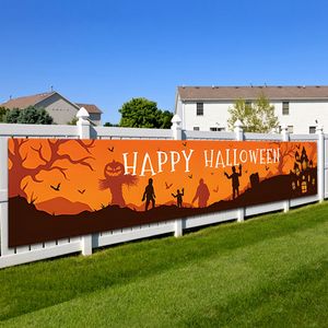 Bannerflaggor Happy Halloween Banners Flags Halloween Decoration for Home Ghost Pumpkin Bat Pillowcase Horror Trick eller Treat Party Supplies 230923