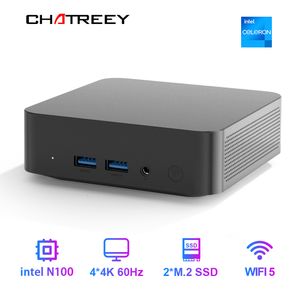 Mini PCs Chatreey T9 Mini PC Intel Alder Lake N100 Windows 11 Computador de bolso ultra pequeno SSD duplo Função completa Type-C 4K 60Hz RGB 230925