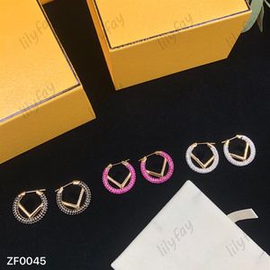 Gioielli di lusso Diamante nero F Loop Orecchini amore Designer Orecchini a cerchio Moda Stud per le donne Borchie rosa Regalo di nozze per donna 925249p