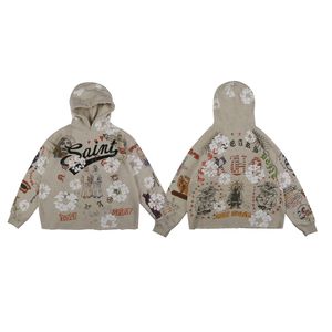 Şık Erkekler Hoodie Puff Baskı Sonbahar Kış Polar Kapüşonlu Sweatshirts Vintage Casual Ölüm Kadınlar için 23FW 23 Eylül 25