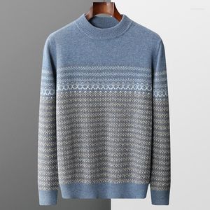 Maglioni da uomo Autunno/Inverno Abbigliamento resistente al freddo Maglione girocollo in colore a contrasto Pullover casual in pura lana