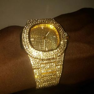 Drop Mens Watches Top Brand Luxury Iced Out Watch Diamond Watch for Men rostfritt stål Business Wristwatch Man Hip Hop Ly230o