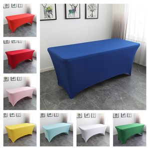 Pano de mesa Spandex Plain Stretch Party Table Cover Pano 4-8FT Dobrável Tabela Retangular Cocktail Tablecloth para Banquete de Casamento Natal 230925