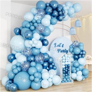 Andra evenemangsfestleveranser Blue Balloons Arch Kit Metallic Blue Confetti Balloon Garland Birthday Party Decorations Baby Shower Baptism Wedding Theme Decor 230923
