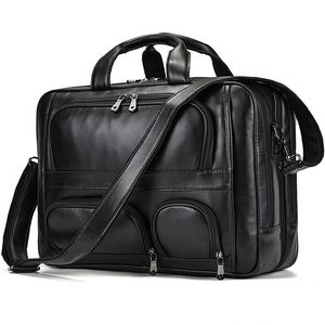 BRESCASES Big Leather Portcase Dubbelskikt äkta läderkontor Business Bags For Layer Doctor Real Leather Laptop Portfölj 17 