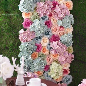 Dekorative Blumen Seide Rose 3D Hintergrund Wand Hochzeit Dekoration Künstliche Blume Panel Für Home Decor Kulissen Baby Dusche