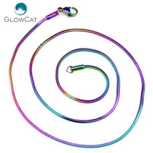 5PCS Lot Rainbow Colol Square Snake 1 4mm Stali Stal Stael Chains Naszyjnik 18 '' 20 link Making264E