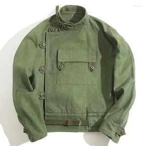 Giacche da uomo Giacca da motociclista svedese vintage stile safari stile safari Amekaji tuta da caccia cappotto verde militare per uomo capispalla autunnale in cotone