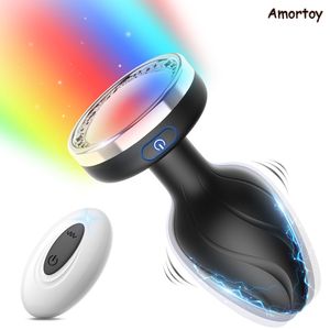 Anal Toys Wireless Remote Led Light Vibrator Sex Toy For Men Women Plug Male Prostate Massage Vagina Anus Butt 230925