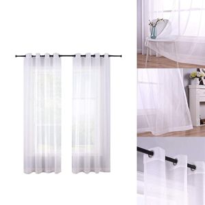 Curtain Sheer Curtains White Grommet Set Of 2 Panels Window Semi Drapes Polyester Look Voile For Bed Room