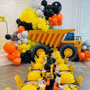 Andra evenemangsfest levererar konstruktion födelsedag ballonger Garland kit orange gula svarta grå ballonger pojkar barn 1: a födelsedag baby shower party dekorationer 230923