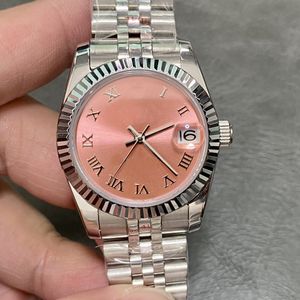 Klasik Tasarımcı Lüks Kadın İzle Pembe Kadran ve Elmas 31mm Scratch Dayanıklı Mavi Kristal Cam Takvim Pencere Katlama Düğmesi Otomatik Tarih Bal88