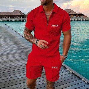 Polos masculinos esportes beachwear casual streetwear 3d impressão digital de manga curta camisa polo shorts verão roupas esportivas