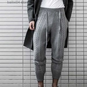 Calças masculinas 2023 malha leggings calças de fitness casual streetwear cordão meados de cintura alta calças lazer calças térmicas S-3XL T230925