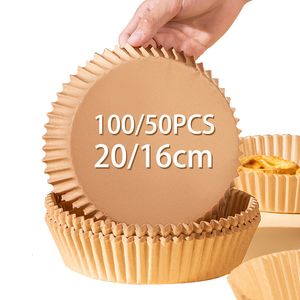 Baking Moulds 1005030PCS Disposable Air Fryer Paper Liner 1620CM Oilproof Waterproof Airfryer Cooking Trays 230923