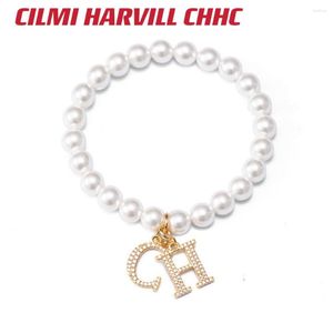 リンクブレスレットCilmi Harvill Chhc女性ブレスレットホワイトパールペンダントスパークリングエラスティック6cm内径ギフトボックスパッケージ