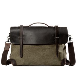 Briefcases Man Cowhide Crazy Match Canvas Single Package Male Package Business Affairs Leisure Time Portable Oblique Satchel Briefcase 230925