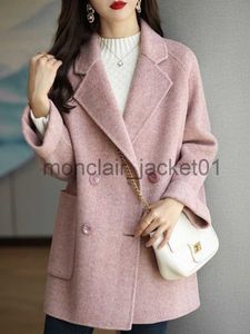 Kadın Yün Harmanları Yün Palto Elegance Ceket ve Ceketler Sonbahar Kış Ceketinde Yeni Kadınlar Kadınlar Kore Stil Uzun Kollu Ofis Leydi Trençkot J230925