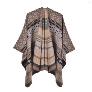 Scarves Women's Winter Houndstooth Printed Head Shawls Wraps Fashionable Open Front Poncho Coat Ruana Cape Warm Cardigan Plaid Sweater