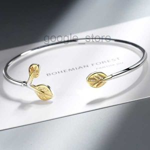Bangle Literary Vintage Golden Sprout Leaves Opening Design Bracelets Office Lady Simple Charmingbee8