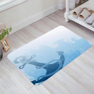 Carpets Blue Anchor Silhouette Living Room Doormat Carpet Coffee Table Floor Mat Study Bedroom Bedside Home Decoration Accessory Rug