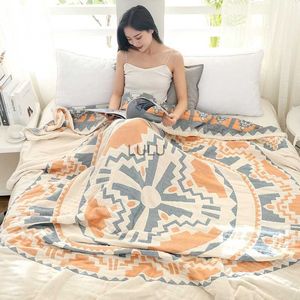 Blankets Japan Style Bamboo Cotton Muslin Summer Blanket Bed Cover 150x200 Sofa Travel Breathable Thread Soft Warm Throw Blanket YQ230925