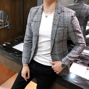 Designers Blazers Men's Casual Plaid Sight Jacket Male Linen Plaid Business Självodling Bröllopsklänning Party Suit Plus Plus Size S-4XL
