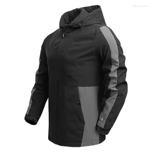 Men's Jackets Hooded Jacket Outdoor Hiking Windbreaker Patchwork Coat Fashion Casual Windproof Sport Outwear Plus Size 4xl 5xl
