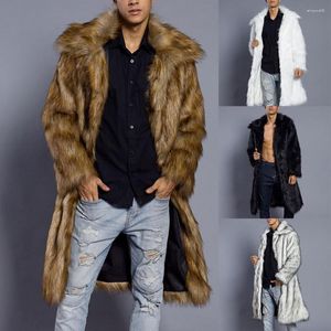 Men's Jackets Autumn Mens Faux Fur Coat Square Collar Jacket Winter Thick Warm Windbreaker Long Coats Overwear Sleeve Outwear Tops