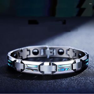 Link Armbänder Punk Männer Frauen Magnetische Armband Armband Luxus Natürliche Shell Nie Kratzer Wolfram Stahl Kreuz Armreif Schmuck Geschenk