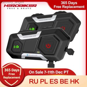 Рация HEROBIKER Мотоциклетный домофон Водонепроницаемый 1200M Bluetooth Интерком-гарнитура для шлема Мото-гарнитура Беспроводная гарнитура Домофон HKD230926