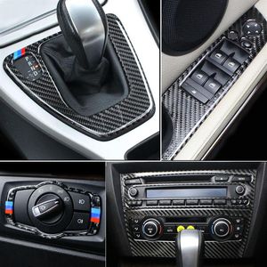 Carbon Faser Für BMW 3 Serie E90 E92 E93 Innen Schalthebel Klimaanlage CD Panel Tür Armlehne Abdeckung Trim Aufkleber auto Accesso328H