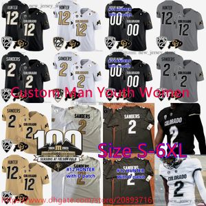 NCAA Football zaprezentowana 1924-2023 100. rocznica Nowa legenda Colorado Buffaloes 2 Shedeur Sanders Jersey Stitch Patch Pac 12 Travis Hunter Jerseys Custom S-6xl