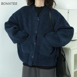 Women's Cape Basic Jacket Matcha fasta tonåringar trendiga fickor långärmad bf casual jacka lady kläder marinblå ulzzang 230925