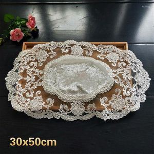 Bord mattor lyx europeiska broderier kvalitet oval fyrkantig placemat kaffe damm täcker tyg skrivbord mattan juldekoration