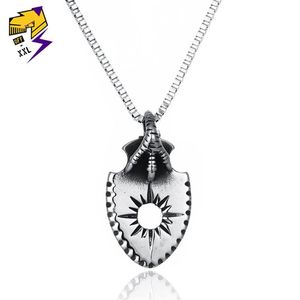 Pendant Necklaces Punk Eagle Claw Necklace For Men Sun Shield Vitage Silver Stainless Steel Box Chain Male Jewelry3008