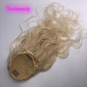 Brazilian Peruvian Malaysian 100% Human Hair Ponytails Blonde 613# Color 10-24inch Body Wave