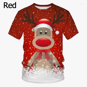 メンズTシャツクリスマス服2023ファッションメンズ/レディースエルクプリント半袖OネックカジュアルプラスサイズトップルーズTシャツ