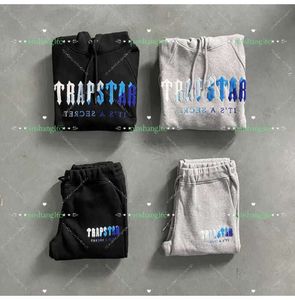 Trapstar londres agasalho masculino mulher hoodies qualidade branco azul gradiente toalha bordado pullovers lã com capuz camisolas dos homens